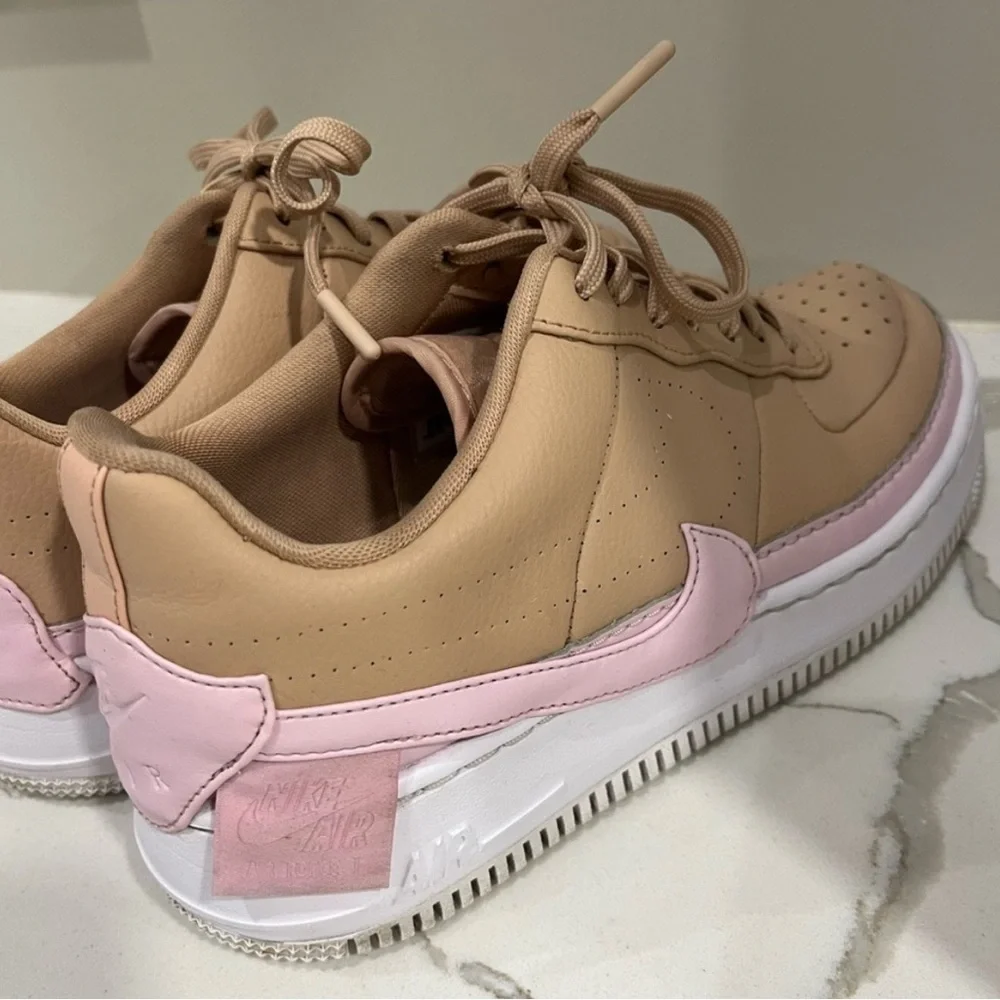 Nike, *rare* Women's Air Force One Jester XX Tan and Pink Sneakers, Size 9